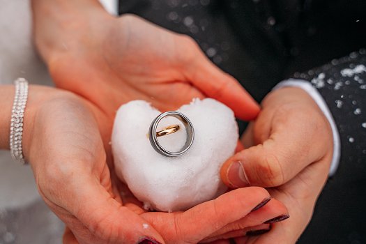 wedding ring in snow